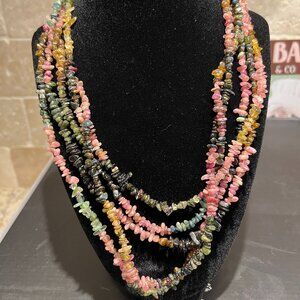 VTG Jay King 5-Row Multicolor Tourmaline Sterling Silver Necklace